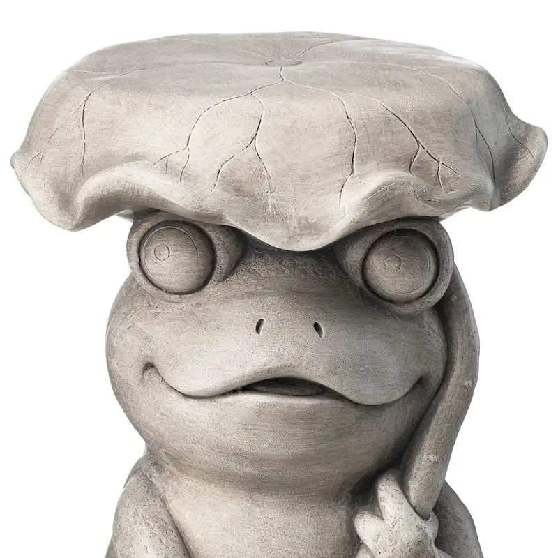 Glitzhome 19 H MGO Frog and Lotus Faux Concrete Garden Stool