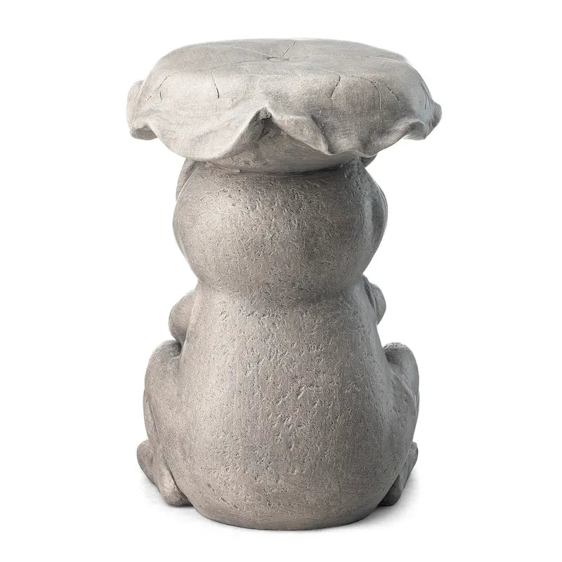 Glitzhome 19 H MGO Frog and Lotus Faux Concrete Garden Stool