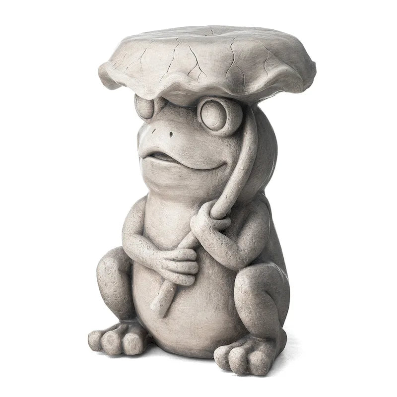 Glitzhome 19 H MGO Frog and Lotus Faux Concrete Garden Stool