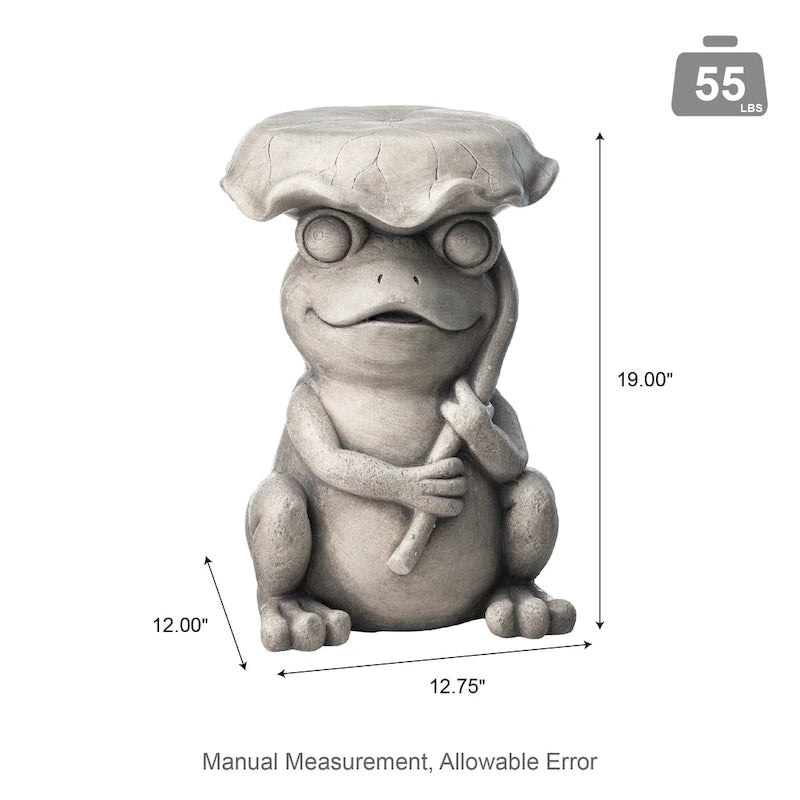 Glitzhome 19 H MGO Frog and Lotus Faux Concrete Garden Stool