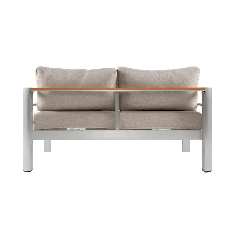 Christopher Knight Home - Everett Outdoor Aluminum Love Seat with Cushions and Rust-Resistant Frame