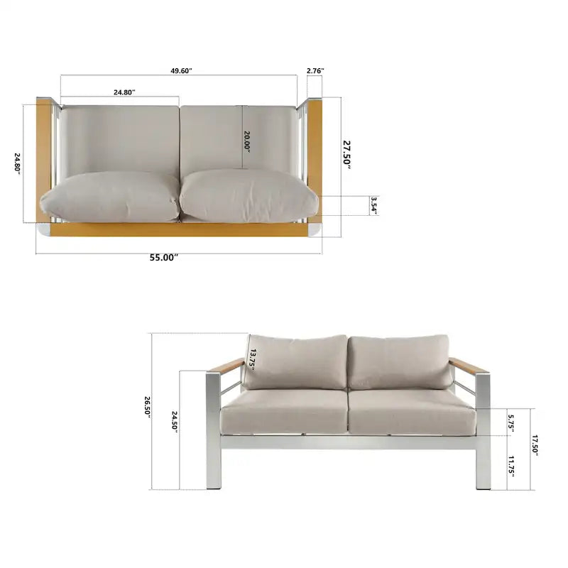 Christopher Knight Home - Everett Outdoor Aluminum Love Seat with Cushions and Rust-Resistant Frame