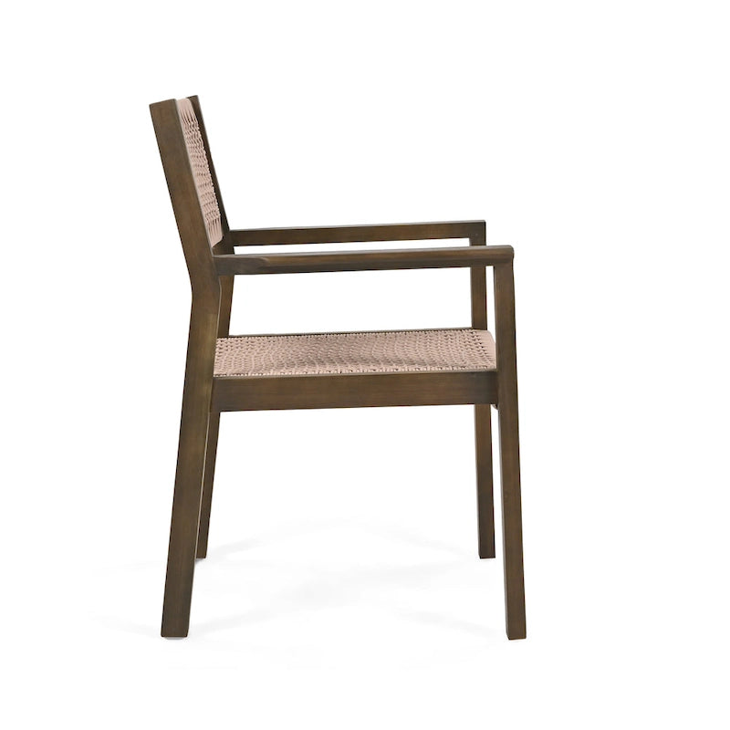 Christopher Knight Home Outdoor 5-Piece Acacia Wood Dining Sets with Rope Accent Chairs