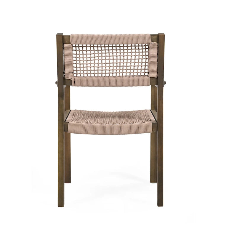 Christopher Knight Home Outdoor 5-Piece Acacia Wood Dining Sets with Rope Accent Chairs