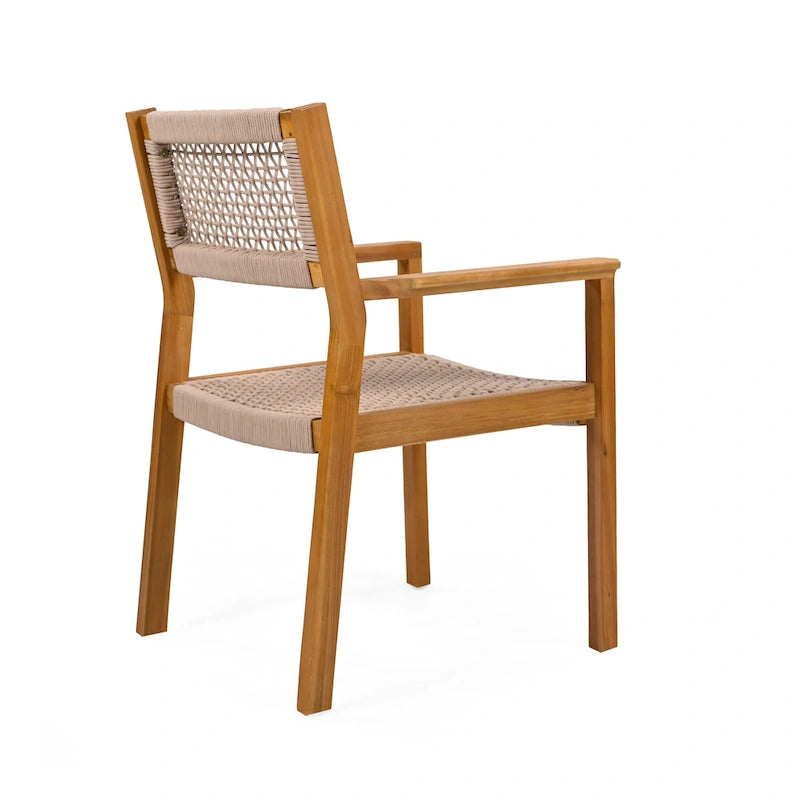 Christopher Knight Home Outdoor 5-Piece Acacia Wood Dining Sets with Rope Accent Chairs