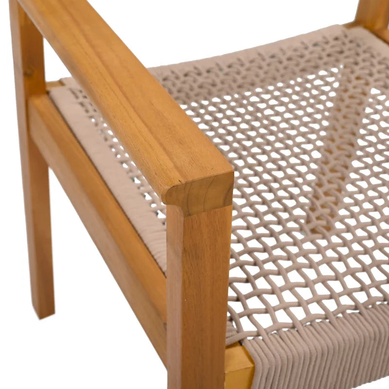 Christopher Knight Home Outdoor 5-Piece Acacia Wood Dining Sets with Rope Accent Chairs