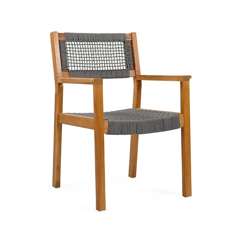 Christopher Knight Home Outdoor 5-Piece Acacia Wood Dining Sets with Rope Accent Chairs