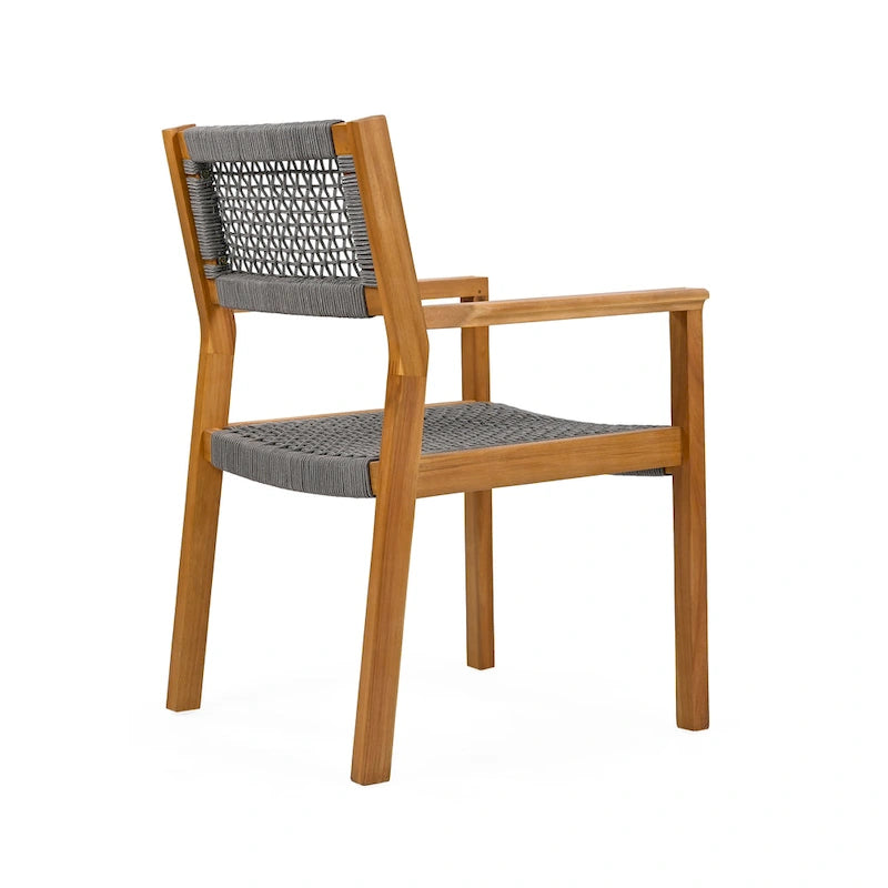 Christopher Knight Home Outdoor 5-Piece Acacia Wood Dining Sets with Rope Accent Chairs