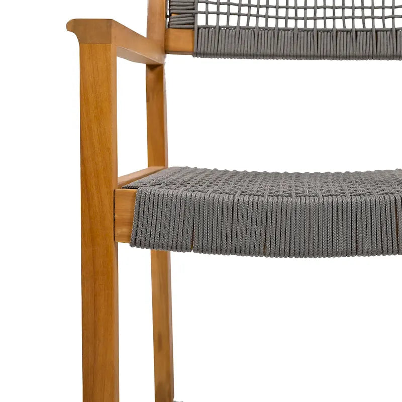 Christopher Knight Home Outdoor 5-Piece Acacia Wood Dining Sets with Rope Accent Chairs