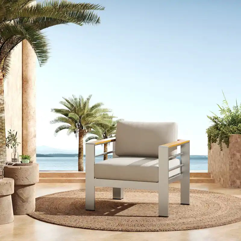 Christopher Knight Home - Everett Outdoor Aluminum Club Chair with Cushions and Rust-Resistant Frame