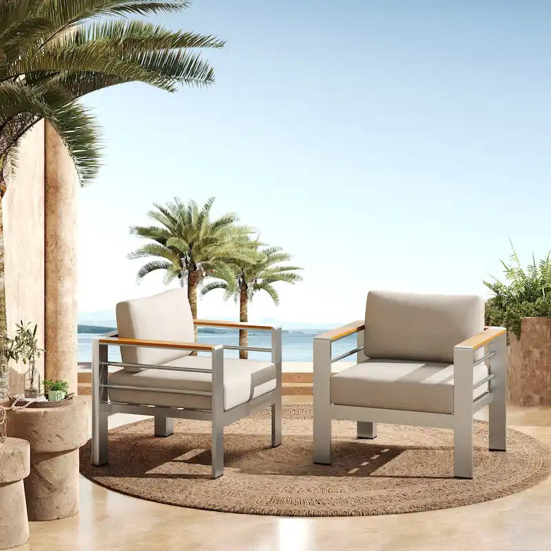 Christopher Knight Home - Everett Outdoor Aluminum Club Chair with Cushions and Rust-Resistant Frame