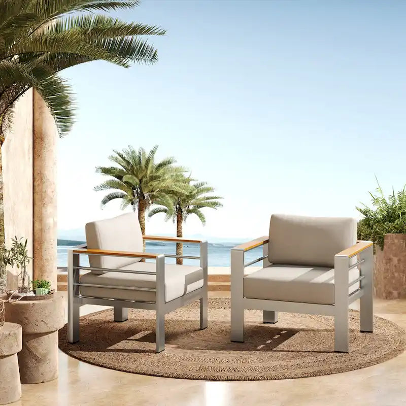 Christopher Knight Home - Everett Outdoor Aluminum Club Chair with Cushions and Rust-Resistant Frame