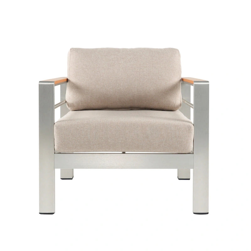 Christopher Knight Home - Everett Outdoor Aluminum Club Chair with Cushions and Rust-Resistant Frame