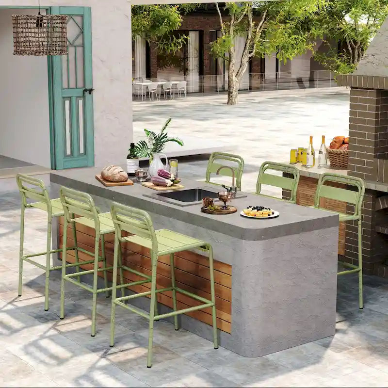 Christopher Knight Home Carmella Outdoor Metal Barstool (Set of 6)