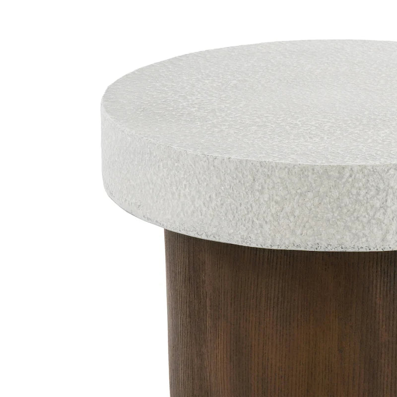 Christopher Knight Home - Mirod Indoor/Outdoor MGO Side Table with Faux Stone Top and Natural Wood Frame