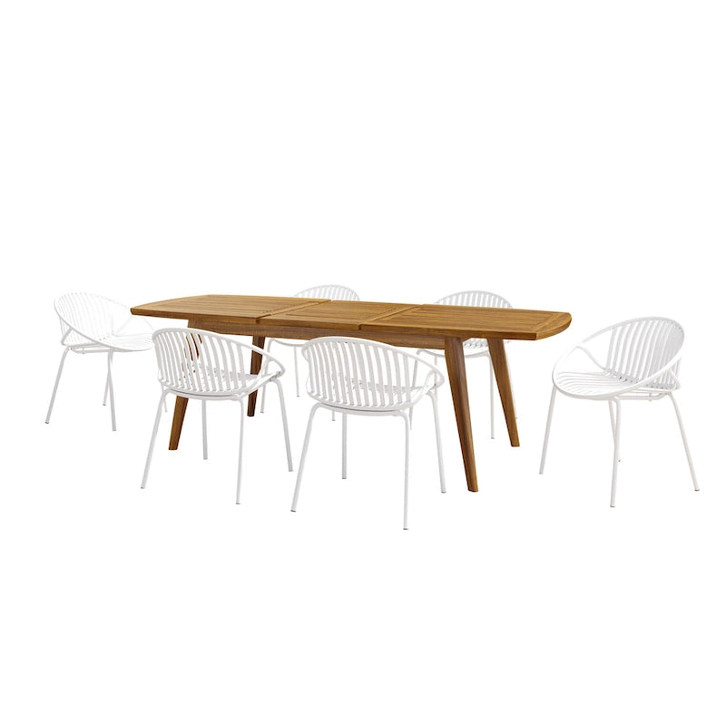 Christopher Knight Home - Emma Outdoor Wood and Resin 7 Piece Dining Set with Expandable Table