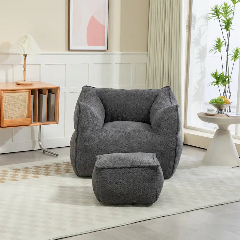 Boucle Bean Bag Chair with Memory Foam - 9 Colors for 1