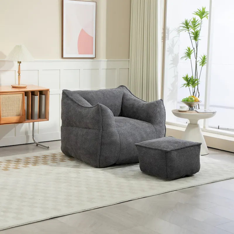 Boucle Bean Bag Chair with Memory Foam - 9 Colors for 1