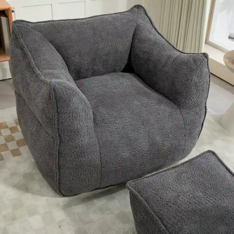 Boucle Bean Bag Chair with Memory Foam - 9 Colors for 1