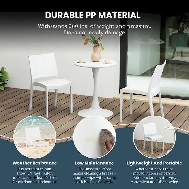 Frond and Form Outdoor Patio Stacking Dining Side Chair (Set of 2)