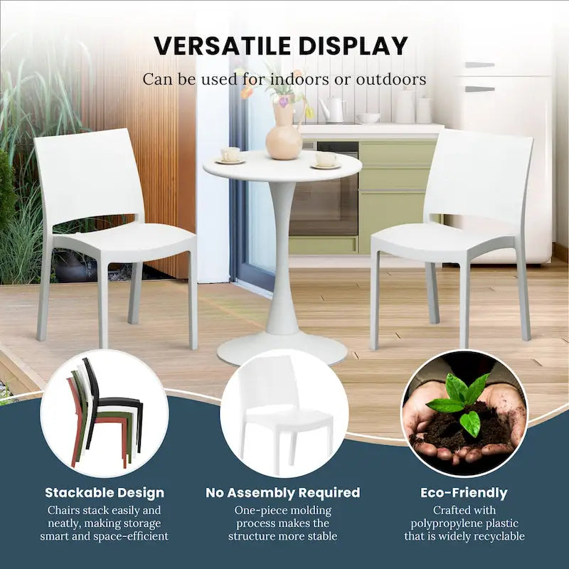 Frond and Form Outdoor Patio Stacking Dining Side Chair (Set of 2)