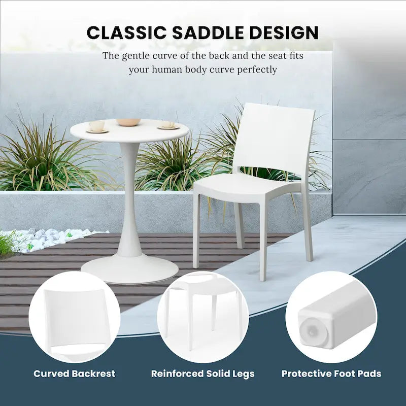 Frond and Form Outdoor Patio Stacking Dining Side Chair (Set of 2)