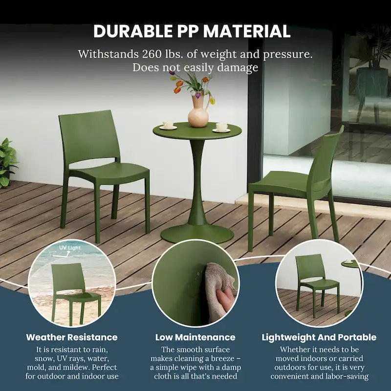 Frond and Form Outdoor Patio Stacking Dining Side Chair (Set of 2)