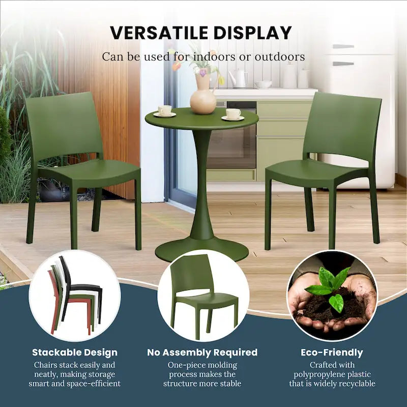 Frond and Form Outdoor Patio Stacking Dining Side Chair (Set of 2)