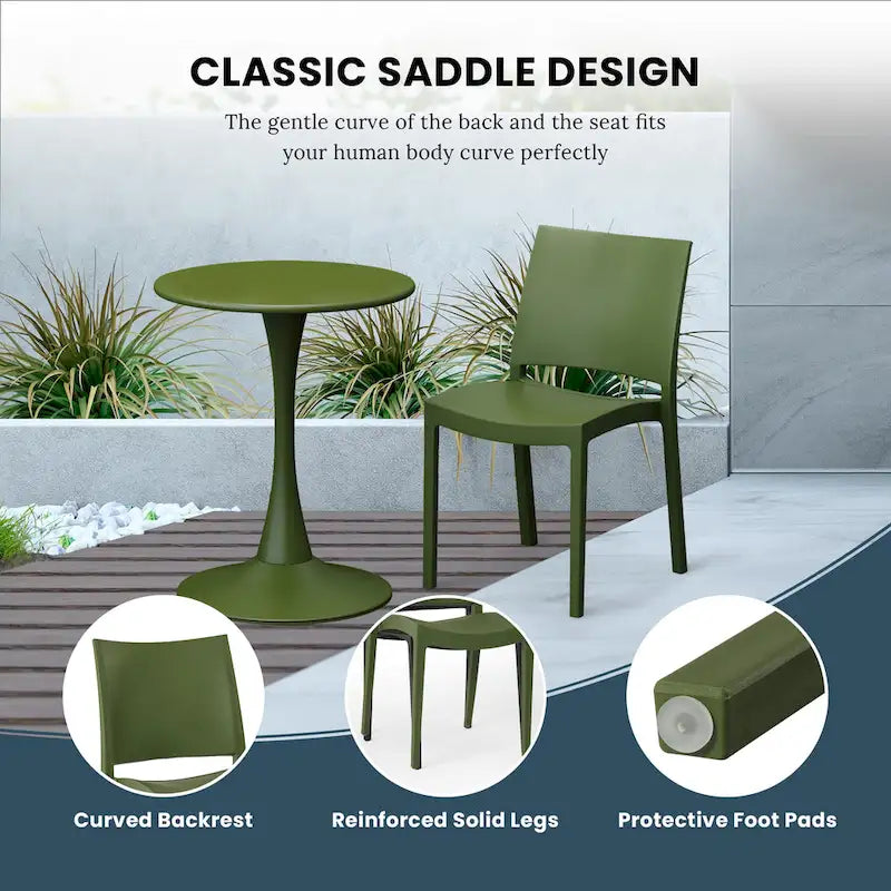 Frond and Form Outdoor Patio Stacking Dining Side Chair (Set of 2)