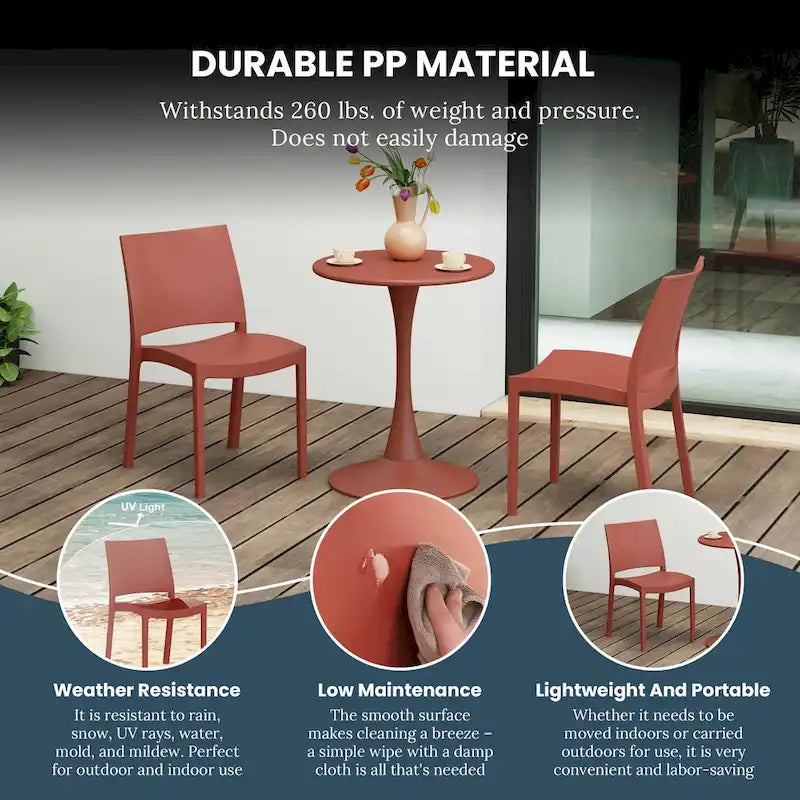 Frond and Form Outdoor Patio Stacking Dining Side Chair (Set of 2)