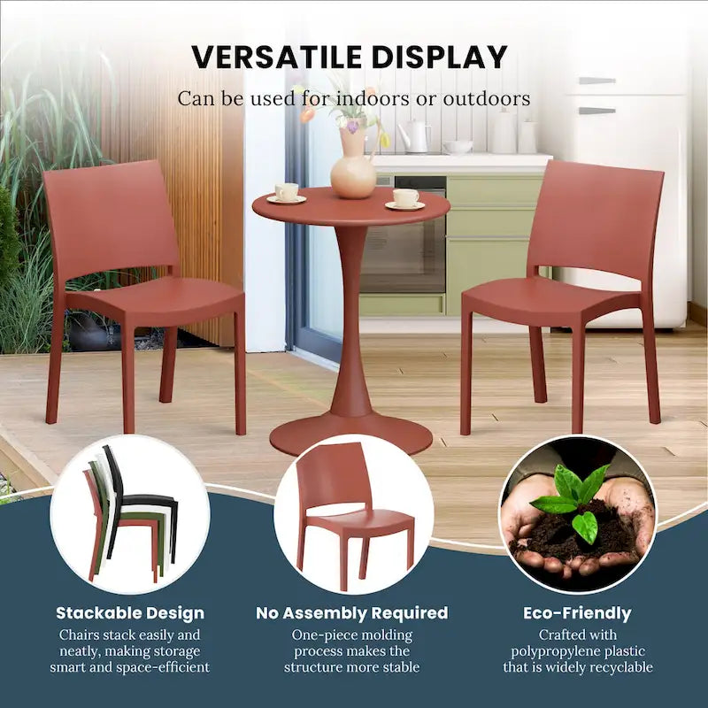 Frond and Form Outdoor Patio Stacking Dining Side Chair (Set of 2)