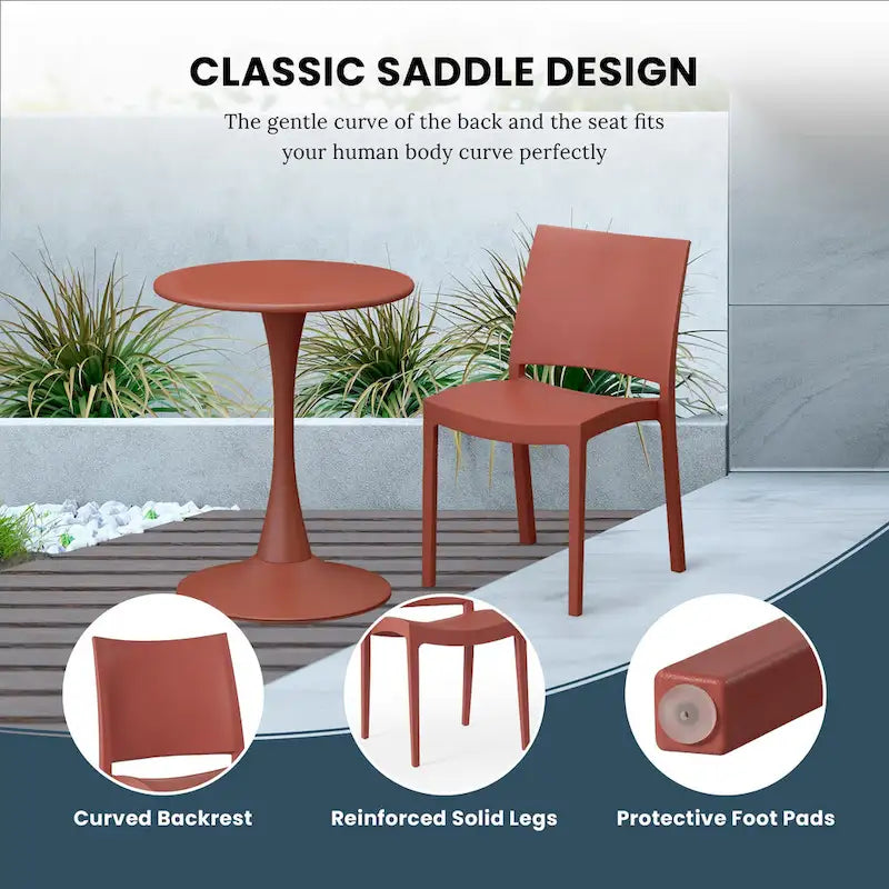 Frond and Form Outdoor Patio Stacking Dining Side Chair (Set of 2)