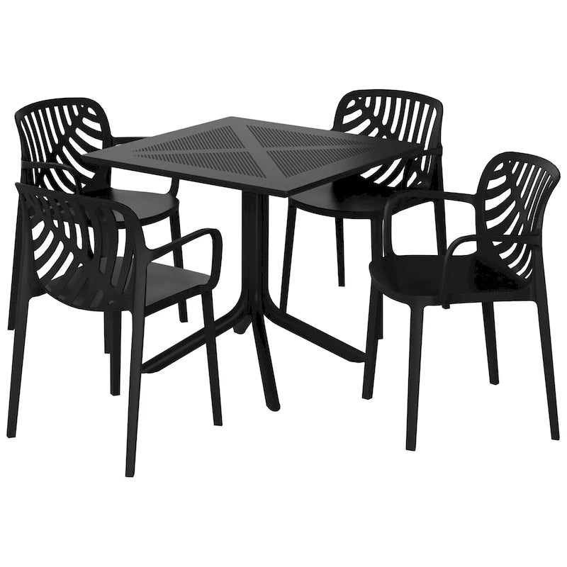 Frond and Form 4-Person Outdoor Patio Square Dining Set