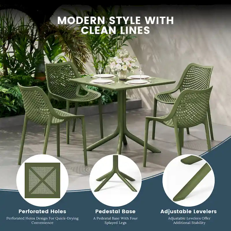Frond and Form 4-Person Outdoor Patio Square Dining Set