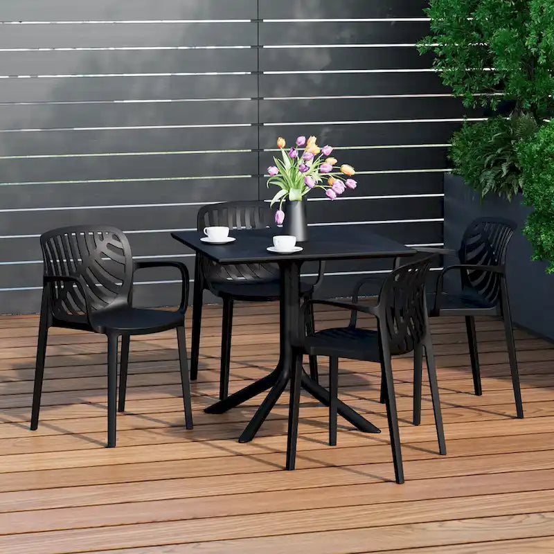 Frond and Form 4-Person Outdoor Patio Square Dining Set