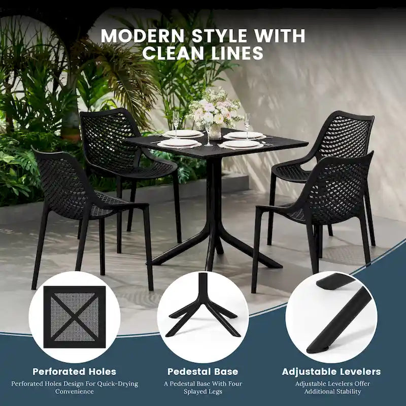 Frond and Form 4-Person Outdoor Patio Square Dining Set