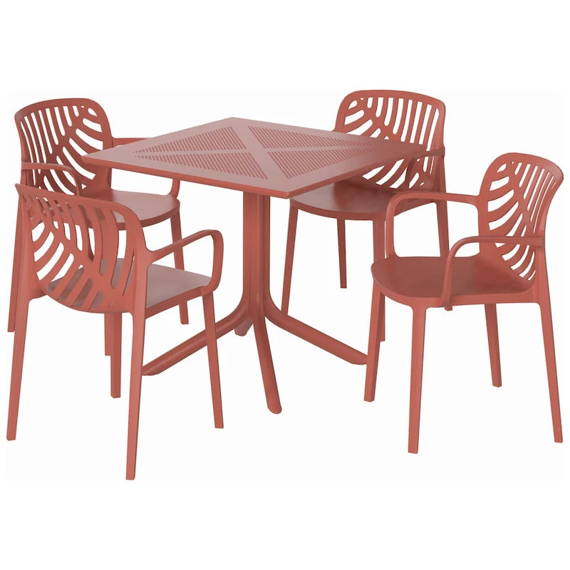 Frond and Form 4-Person Outdoor Patio Square Dining Set