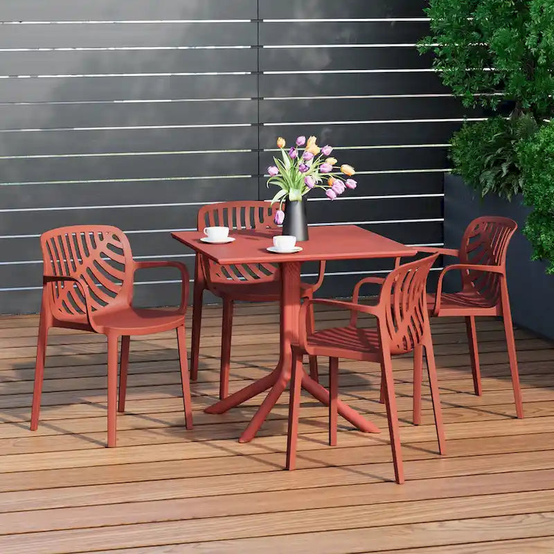 Frond and Form 4-Person Outdoor Patio Square Dining Set