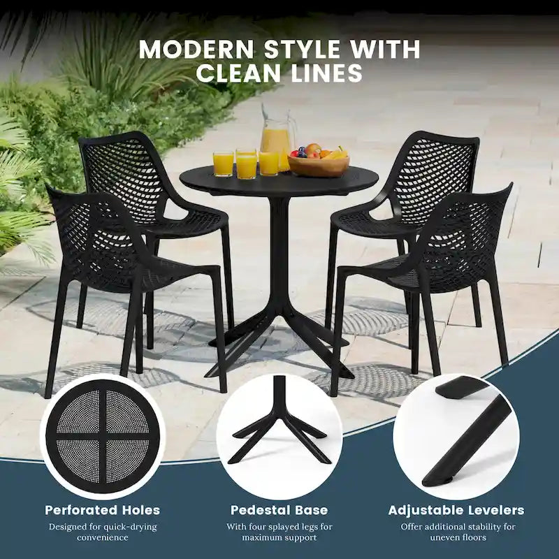 Frond and Form 4-Person Outdoor Patio Round Dining Set