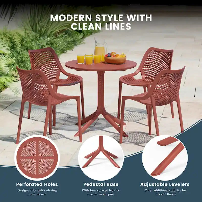 Frond and Form 4-Person Outdoor Patio Round Dining Set