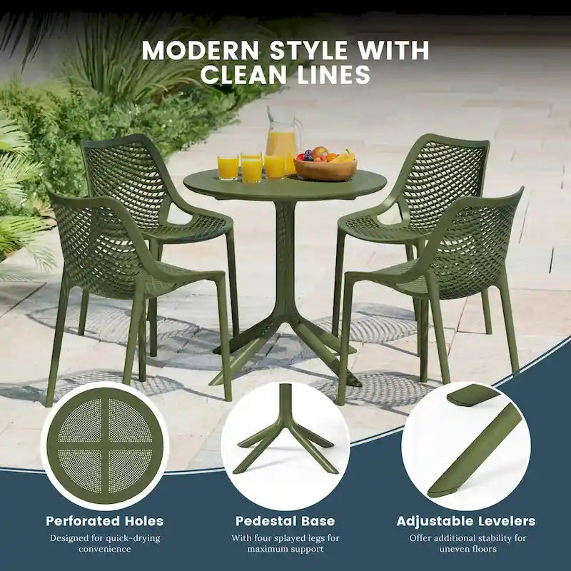 Frond and Form 4-Person Outdoor Patio Round Dining Set