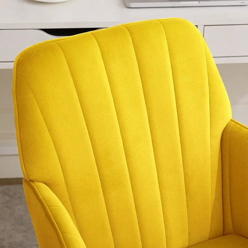 Velvet Swivel Office Chair with Gold Base - Bright Yellow
