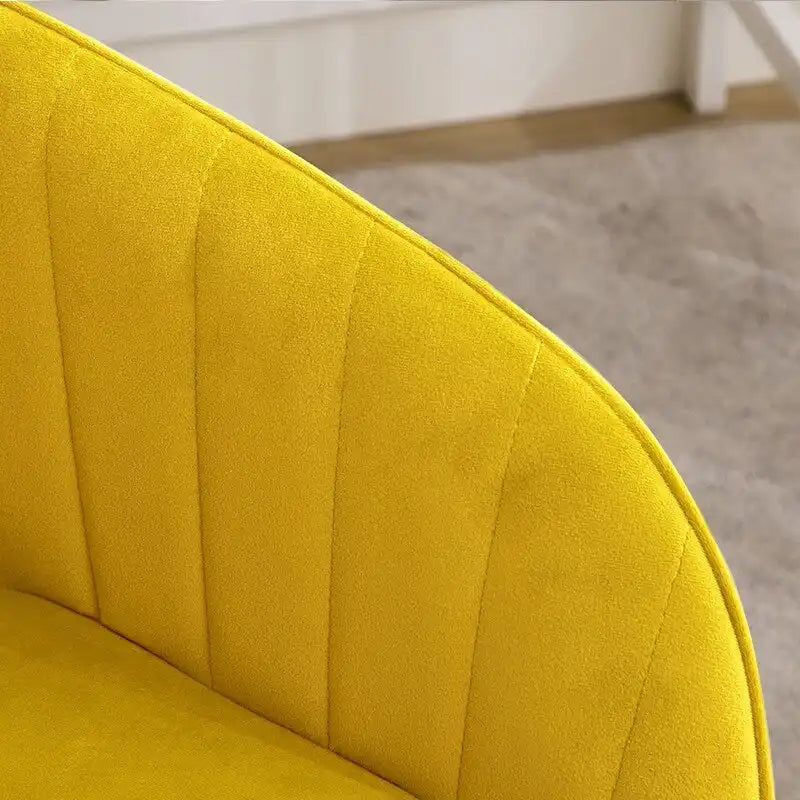 Velvet Swivel Office Chair with Gold Base - Bright Yellow
