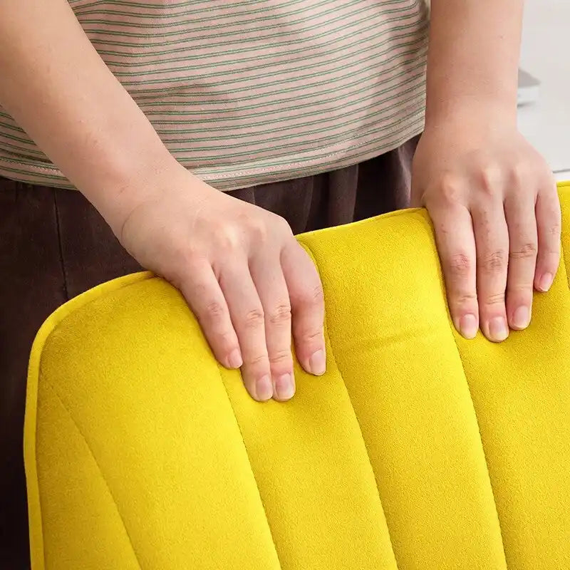 Velvet Swivel Office Chair with Gold Base - Bright Yellow