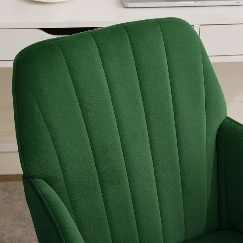 Adjustable Ergonomic Swivel Office Chair with Backrest - Green and Khaki