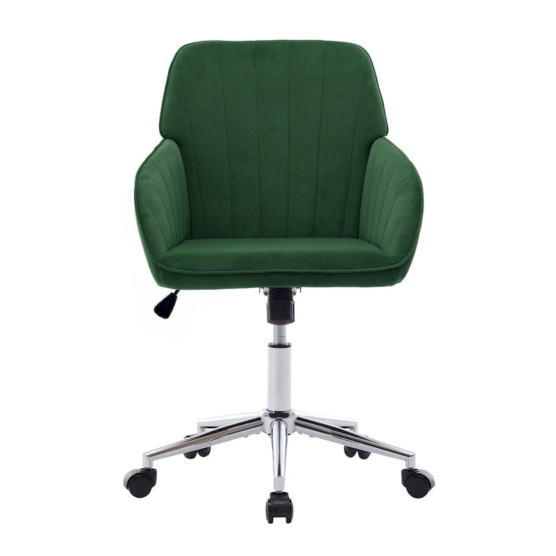 Adjustable Ergonomic Swivel Office Chair with Backrest - Green and Khaki