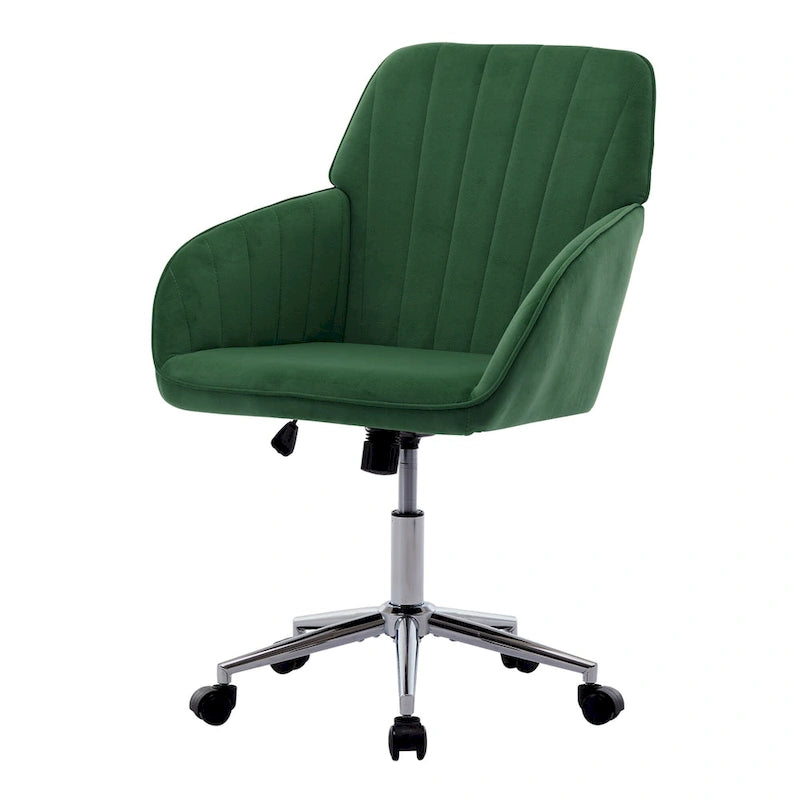 Adjustable Ergonomic Swivel Office Chair with Backrest - Green and Khaki