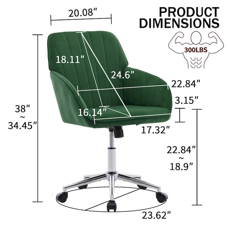Adjustable Ergonomic Swivel Office Chair with Backrest - Green and Khaki