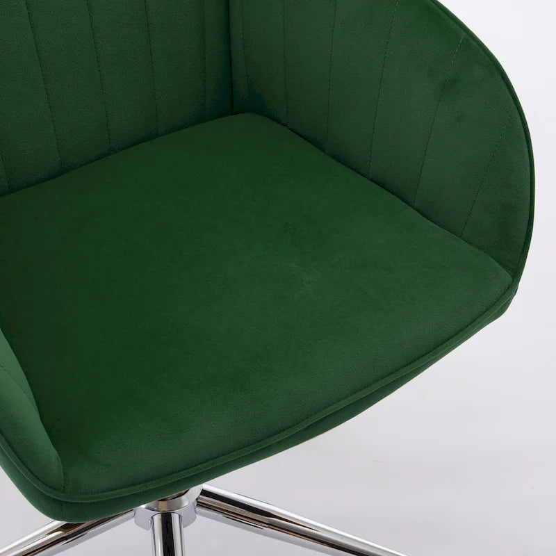 Adjustable Ergonomic Swivel Office Chair with Backrest - Green and Khaki