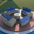 10-Piece Outdoor Rattan Modular Sectional Sofa Set with Coffee Table, Storage Box, Side Tables